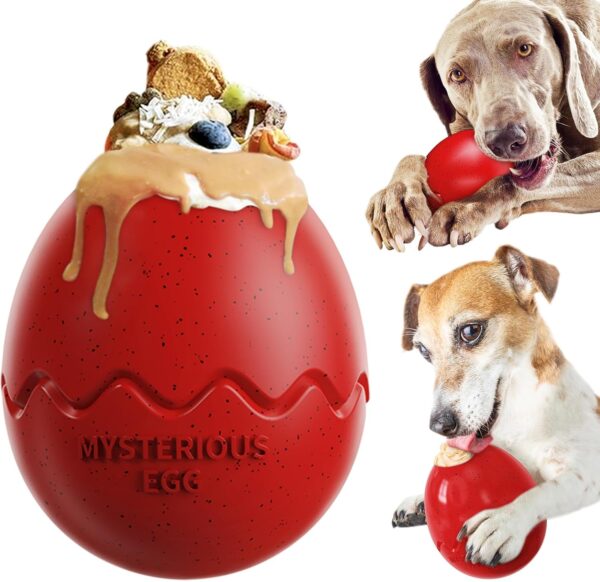 Treat Dispenser Dog Chew Toys for Aggressive Chewers, Durable Safe Rubber, Interactive Dog Enrichment, Fun to Chase & Fetch, Slow Feeder Holds Kibble & Treats, for Large Medium Dogs