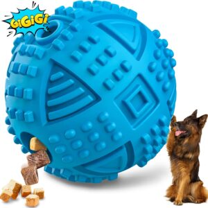 LEGEND SANDY Indestructible Squeaky Dog Chew Toys for Large Breeds, Treat Dispensing Puzzle Toys, Natural Rubber Balls