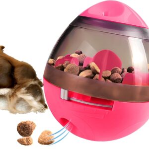 Zellar Treat Dispensing Dog Toy for Boredom, Interactive Treat Puzzle Dog Toy, Dog Treat Ball Dispenser Toy, Slow Feeder Dog Game Brain Stimulating Enrichment Toys for Small Medium Dogs & Cats (Pink)