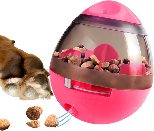 Zellar Treat Dispensing Dog Toy for Boredom, Interactive Treat Puzzle Dog Toy, Dog Treat Ball Dispenser Toy, Slow Feeder Dog Game Brain Stimulating Enrichment Toys for Small Medium Dogs & Cats (Pink)