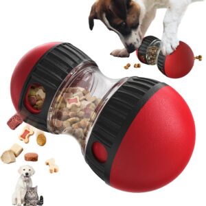 Interactive Dog Feeder Toy Adjustable Food Dispensing Rolling Dog Treat Dispenser Slow Feeder Reduce Boredom Improve IQ Dogs Puzzles Feeder Enrichment Toy for Large Small Medium Dog Cat Entertainment