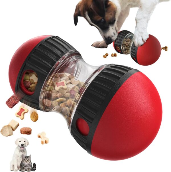 Interactive Dog Feeder Toy Adjustable Food Dispensing Rolling Dog Treat Dispenser Slow Feeder Reduce Boredom Improve IQ Dogs Puzzles Feeder Enrichment Toy for Large Small Medium Dog Cat Entertainment