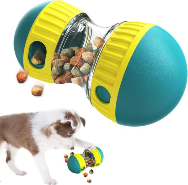 Amlope Interactive Dog Feeder Toy Rolling Dog Treat Dispenser Adjustable Slow Feeder Dog Puzzle Toy Reduce Boredom Improve IQ Dog Treat Toy for Small Medium Large Dogs(Green)