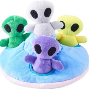 JOYELF Hide and Seek Dog Toys, Plush Dog Chew Toy for Puppy Small Medium Large Dogs,Interactive Dog Toys Squeaky Plush Dog Toys Puppy Toys Plush Dog Puzzles, UFO and Alien Toys