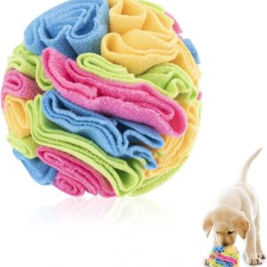 Andiker Dog Snuffle Ball, Interactive Dog Toys Ball Dog Brain Stimulating Puzzle Toys for Dogs Enrichment Game Feeding Mat Slow Feeder Stress Relief Toy (Candy)