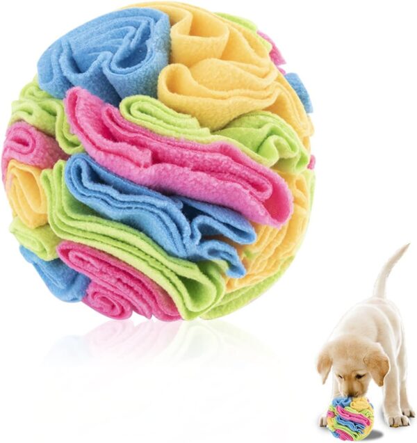 Andiker Dog Snuffle Ball, Interactive Dog Toys Ball Dog Brain Stimulating Puzzle Toys for Dogs Enrichment Game Feeding Mat Slow Feeder Stress Relief Toy (Candy)