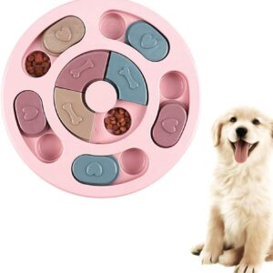 SUOXU Dog Puzzle Slow Feeder Dog Toy, Puppy Treat Dispenser Feeder Toy, Interactive Dog Puzzle Feeder Dog Training Improve IQ Puzzle Dog Bowl (Pink)