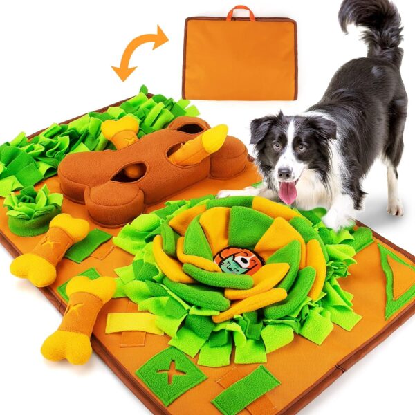 AWOOF Snuffle Mat for Dogs, 29.5’’x18.8’’ Dog Feeding Mat, Interactive Dog Puzzle Toys, Enrichment Feed Games Encourage Natural Foraging Skills for Stress Relief, Slow Eating, Mental Stimulation