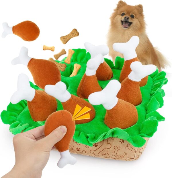 TOTARK Squeaky Enrichment Dog Puzzle Mental Stimulation Toys, Hide and Seek Treat Dispensing Dog Toys, Snuffle Interactive Toys for Small Medium and Large Dogs