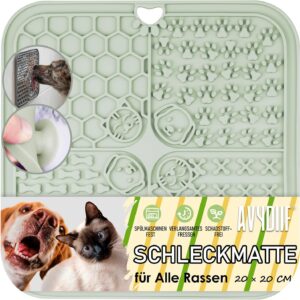 Lick Mat for Dog & Cat, Slow Feeder Cat Bowl with Suction Cups, Anxiety Relief & Boredom Reducer, Enrichment Toys for Peanut Butter Treats Yogurt Bathing Grooming(Mint Green, 1 PC)