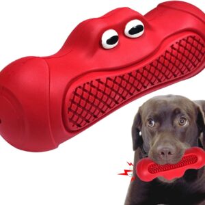 Autoau Dog Toys Indestructible Dog Toys Tough Squeaky Dog Chew Toys, Rubber Toys for Training Teeth Cleaning Playing and Chewing for Medium Breeds