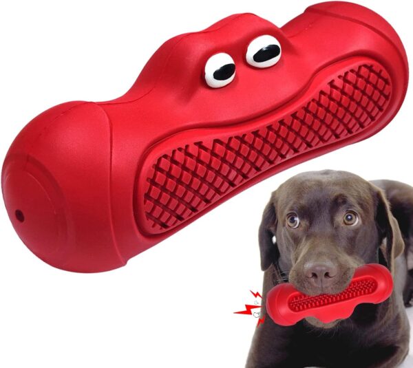 Autoau Dog Toys Indestructible Dog Toys Tough Squeaky Dog Chew Toys, Rubber Toys for Training Teeth Cleaning Playing and Chewing for Medium Breeds