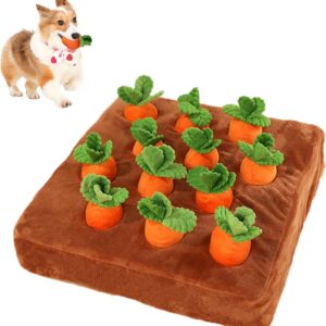 Deojtga Carrot Dog Toy - Non-Slip Feed Games With 12 Carrots - Enrichment Pet Foraging Mat For Smell Training And Slow Eating, Stress Relief, Dog Puzzle Toys For Small Medium Dogs