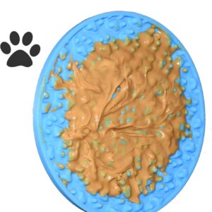 Bangp Pet Licky Pad Slow Feeder Dog Mat - 5.9in - Buddy Bath Lick Pad Perfect For Dogs and Cats to Serve Treats, Yogurt, or Peanut Butter (Blue-paw)