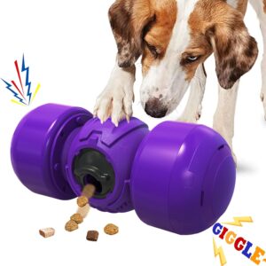 LACCEN Interactive Dog Toy, Rolling Dog Treat Dispenser Slow Feeder, Funny Giggle Dog Puzzle Toy, Reduce Boredom Improve IQ, Dog Treat Toys for Boredom Medium Large Dogs (Purple)