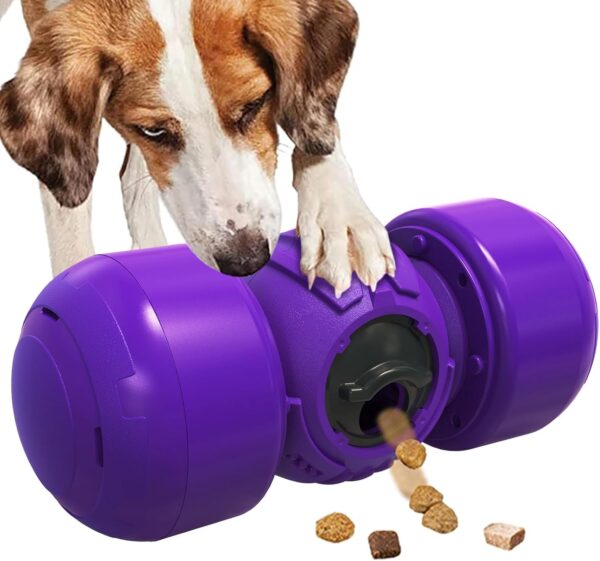 Interactive Dog Toys, Rolling Dog Treat Dispenser Slow Feeder Funny Giggle Dog Enrichment Toy Dog Puzzle Toys Improve IQ Dog Treat Toy for Boredon Medium Large Dogs Indestructible (Purple)