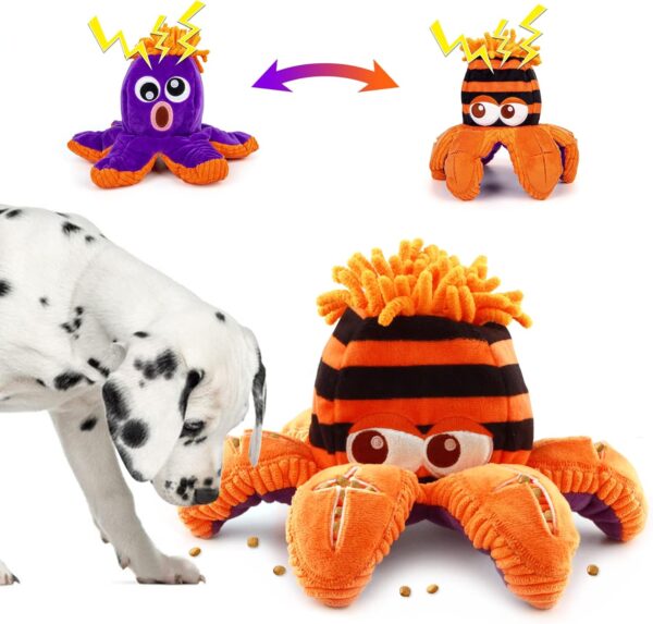 Leipple Dog Puzzle Toys for Boredom for Medium Dogs, 2 In 1 Double-Sided Squeaky Dog Snuffle Toys for Puzzle & Foraging Instinct Training, Octopus Interactive Dog Chew Toys for Medium Small Dogs