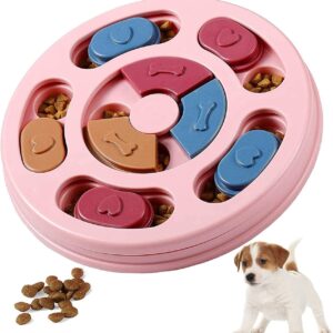 Flow fire Dog Puzzle Slow Feeder Toy, Interactive Training Toy Box, Creative Dog Smart Beginner, Improve Dog's IQ, Non-Slip Slow Feeder for Puppy Dogs Boredom (Pink)