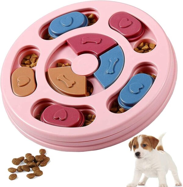 Flow fire Dog Puzzle Slow Feeder Toy, Interactive Training Toy Box, Creative Dog Smart Beginner, Improve Dog's IQ, Non-Slip Slow Feeder for Puppy Dogs Boredom (Pink)