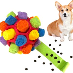 CIIVURR Snuffle Ball for Dogs Toys Interactive Dog Puzzle Toys Enrichment Dog Chew Toy Natural Foraging Food Training Feeders Dog Toy for Boredom Small Medium Large Dog (Red Rainbow)