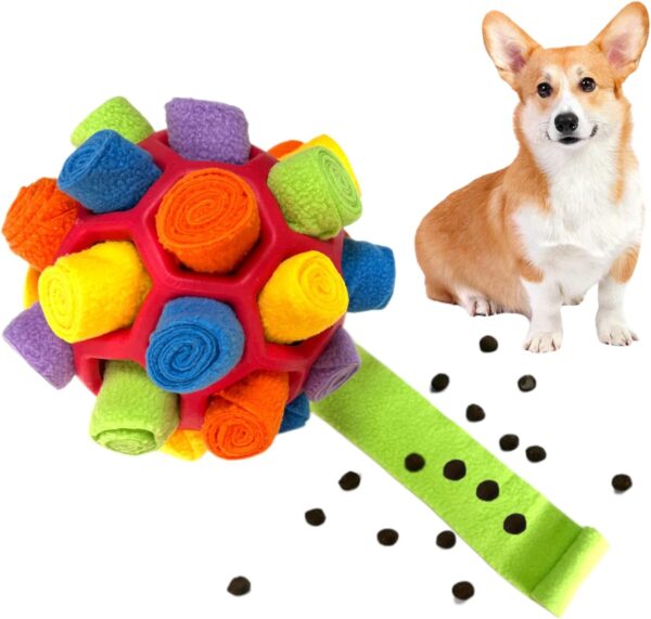 CIIVURR Snuffle Ball for Dogs Toys Interactive Dog Puzzle Toys Enrichment Dog Chew Toy Natural Foraging Food Training Feeders Dog Toy for Boredom Small Medium Large Dog (Red Rainbow)