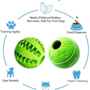 Feixun Dog Treat Toy Ball, Rubber Dog Food Ball,Dog Tooth Cleaning Toy Ball, Interactive Dog Toys 7.6-8.1cm (1*Green Type A + 1* Green Type B)