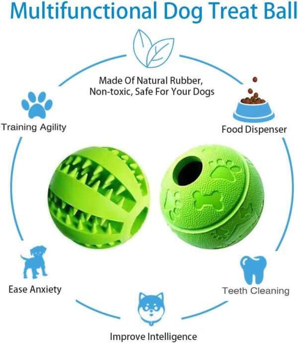 Feixun Dog Treat Toy Ball, Rubber Dog Food Ball,Dog Tooth Cleaning Toy Ball, Interactive Dog Toys 7.6-8.1cm (1*Green Type A + 1* Green Type B)