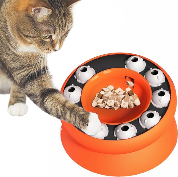 Cat Interactive Puzzle Feeder,Pet Slow Feeder Bowl,Treat Maze Toy,Puppy Treat Dispensing Training Toy Funny Feeding for Cats/Small Dog Neck Protection