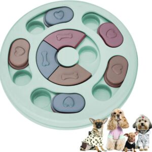 Ledeak Round Dog Puzzle Feeder Toy, Durable Pet Smart Puzzle Interactive Toys Dog Cat Puppy Brain Training Games Slow Feeder Improve IQ Puzzle Non-Slip Bowl (Blue)