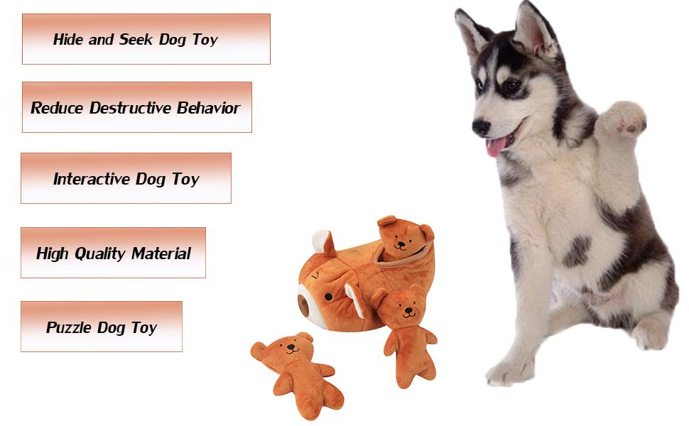 IFOYO Hide and Seek Dog Toy, Durable Squeaky Dog Toy Plush Dog Puzzle Toy Interactive Dog Brain Game