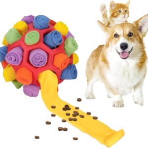 SIMSPEAR Snuffle Ball for Dogs, Dog Treat Ball Snuffle Interactive Treat Toys, Snuffle Toys for Pets Dog Puzzle Toy for Small Medium Dogs Intellectual Training Toy Dog Slow Feeding Toys (Red)