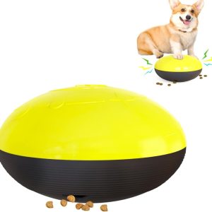 EASTLION Pet Treat Ball,Interactive Meal Dispensing Dog Toy,Pet Food Dispenser Toys,Interactive Feeder Balls,Smart Puzzle Toy for Dogs & Cats,Yellow