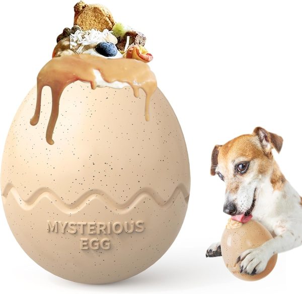 LACCEN Interactive Treat Dispenser Dog Toy, Slow Feeder Toys for Boredom, Durable Dog Chew Toys for Small Medium Large Dogs (Eggshell Shape, Original Color)