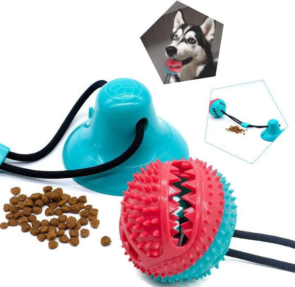 Happy Fox | Treat Dispenser Dog Toy Ball | Dog Tug-Of-War Rope Ball Sucker Toys,Used For Interactive Puppies Molar Training Rope (Color Box)…