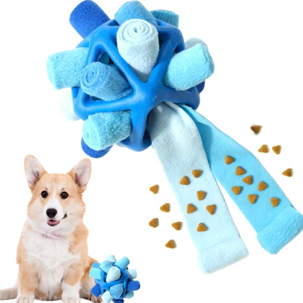 CIIVURR Interactive Snuffle Ball Dog Toys Upgraded Portable Dog Enrichment Chew Toys Encourage Natural Foraging Skills Training Puzzle Feeders Toy Pets (Blue)