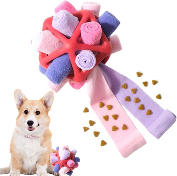 CIIVURR Interactive Snuffle Ball Dog Toys Upgraded Portable Dog Enrichment Chew Toys Encourage Natural Foraging Skills Training Puzzle Feeders Toy Pets (Pink Purple)