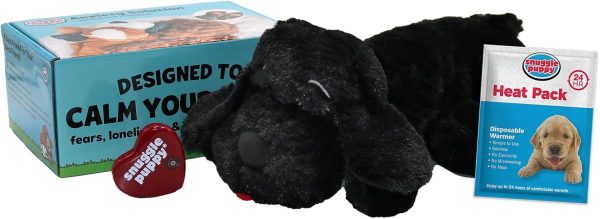 SmartPetLove Snuggle Puppy Heartbeat Stuffed Toy for Dogs - Pet Anxiety Relief and Calming Aid - Black