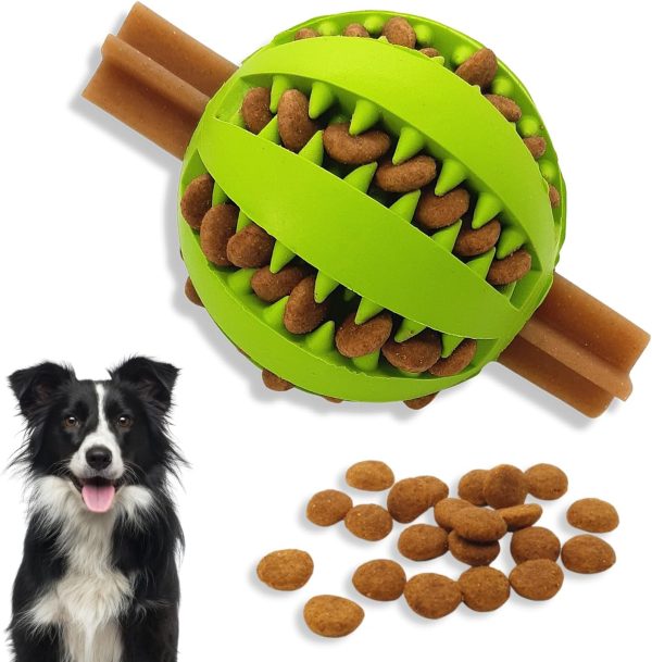 PawsOnlyUK Treat Dispenser Dog Toy Ball | Interactive Dog Toys for Boredom | Dog Puzzle Toy | Stimulation Toy (Medium 7cm/2.75in, GREEN, 1 Pack)