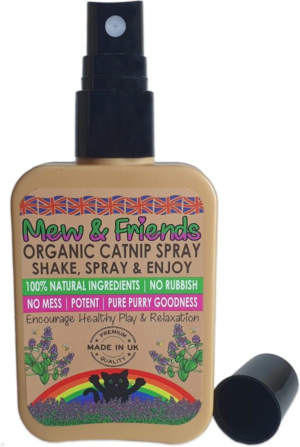 Mew & Friends Catnip Spray for Cats - Made in UK - 100% Natural & Organic Cat Nip - Sustainably Farmed A Perfect Cat Toy & Cat Treat