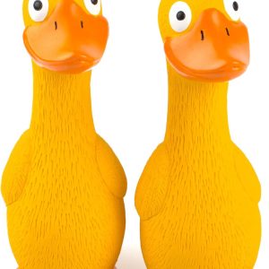 CHIWAVA 2 Pack 7.9 Inch Squeak Latex Dog Toy Yellow Duck Interactive Play for Small Medium Dogs