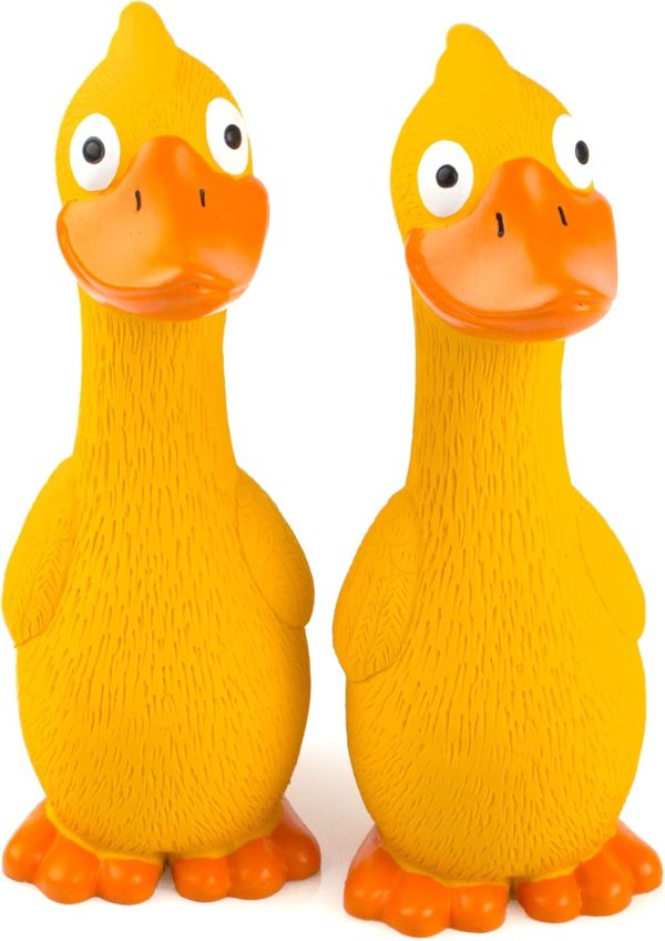 CHIWAVA 2 Pack 7.9 Inch Squeak Latex Dog Toy Yellow Duck Interactive Play for Small Medium Dogs