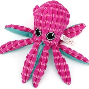 AXEN Ocean Series Dog Toys, Octopus Shape, Cute and Squeaky for Aggressive Chewers, Pink Octopus