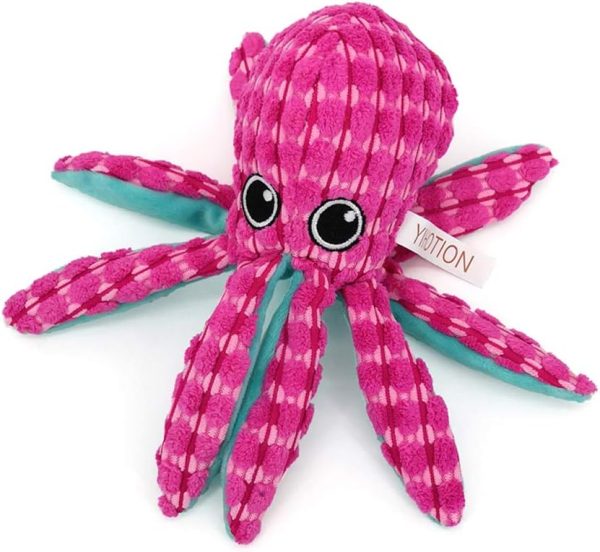 AXEN Ocean Series Dog Toys, Octopus Shape, Cute and Squeaky for Aggressive Chewers, Pink Octopus