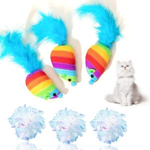 Daofen 6 Pcs Cat Chew Toys Catnip Toys for Indoor Cats Anti-Bite, Safe Cat Mouse Toys for Indoor Cats Adult Kittens Soft Cat Nips Toys for Cat Playing Chewing Teeth Cleaning