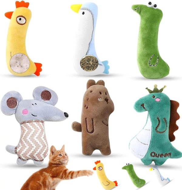 6 Pcs Catnip Toys for Cats, with Various Cute Animal Styles, Soft Plush Cat Toys, Plush Cat Toys for Indoor Cats, Cat Nip Toys for Cat Playing Chewing Teeth Cleaning(CatToys)