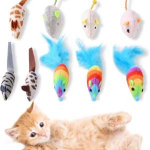 Adiwo Catnip Mouse Toys, 9 Pack Catnip Toys for Cats, Cat Toys for Indoor Cats Kitten, Mini Pet Chew Small Plush Mouse Cat Toy, Simulation Catnip Chew Toy for Cat Playing Chewing Teeth Cleaning