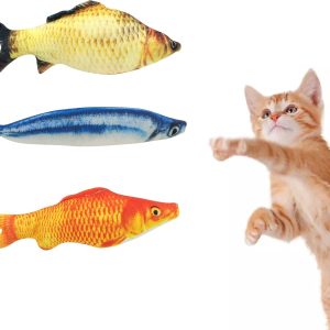 Andiker Catnip Toys 3 Packs, Cotton Filled Interactive Cat Fish Toys With Catnip, Cat Chew Toys Cute Pillow Cat Entertaining Toys for Cats and Kittens (3 Pack)