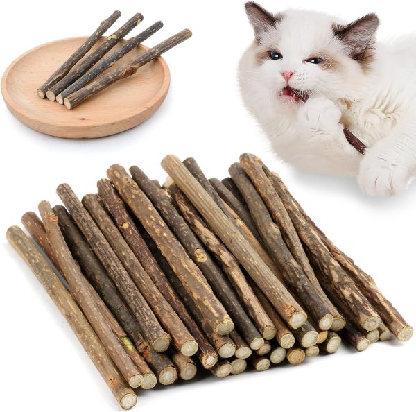 OSDUE 32PCS Cat Catnip Sticks, Catnip Toys for Cats Teething Toys, Cat Chew Toy, Teeth Clean Chewing Grindin for Cat Kitten Kitty, Natural Wood Sticks for Cats Play and Relax