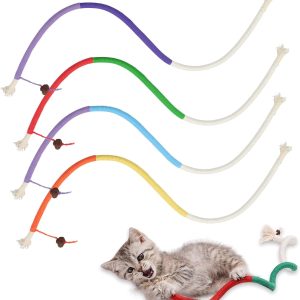 QOPAHI Cat Chew Sticks Catnip Toys for Cats, Interactive Cat Chew Toy for Indoor Cats Cotton Rope Kitten Teething Toys Catnip Sticks Cat Nips Chew Toy for Cat Teeth Cleaning and Stress, 4 Pack