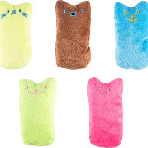 WIFUN Catnip Toys for Cats, 5 Pack Cat Chewing Pillow Toys, Catnip Teeth Cleaning Toys for Kick Bite and Indoor Interactive